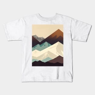 Retro Mid Century Modern Minimalist Neutral Scandinavian Art Mountain Kids T-Shirt